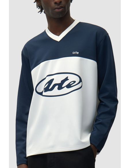 TSHIRT MANCHES LONGUES LOGO CERCLE BLANC / BLEU MARINE