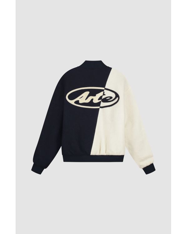 VESTE UNIVERSITAIRE EN LAINE BLEU / BLANC