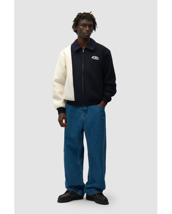 VESTE UNIVERSITAIRE EN LAINE BLEU / BLANC
