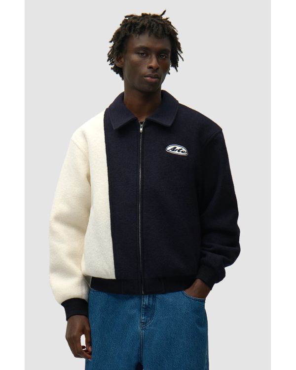 VESTE UNIVERSITAIRE EN LAINE BLEU / BLANC