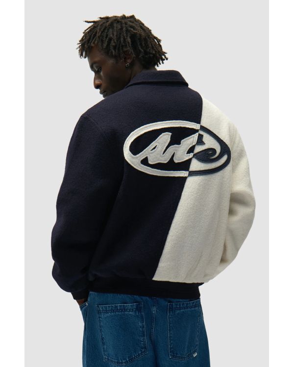 VESTE UNIVERSITAIRE EN LAINE BLEU / BLANC