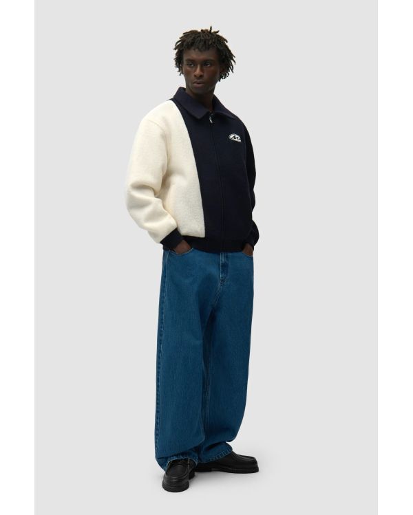 VESTE UNIVERSITAIRE EN LAINE BLEU / BLANC