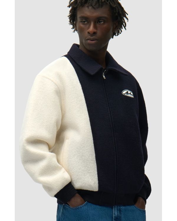 VESTE UNIVERSITAIRE EN LAINE BLEU / BLANC
