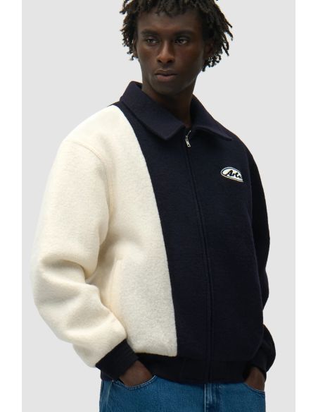VESTE UNIVERSITAIRE EN LAINE BLEU / BLANC