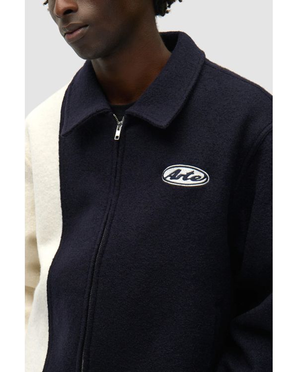 VESTE UNIVERSITAIRE EN LAINE BLEU / BLANC