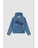 VESTE À CAPUCHE EN DENIM SPLIT LOGO BLEU MARINE