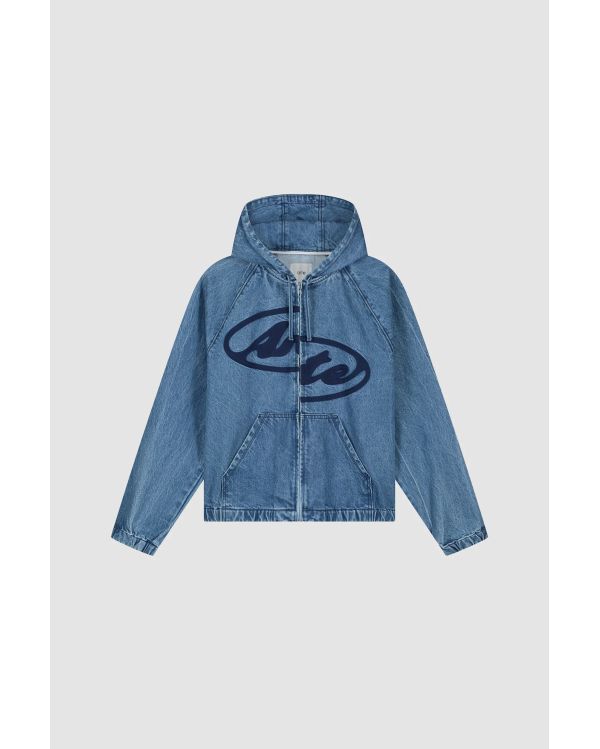 SPLIT LOGO DENIM HOOD JACKET NAVY