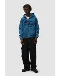 VESTE À CAPUCHE EN DENIM SPLIT LOGO BLEU MARINE