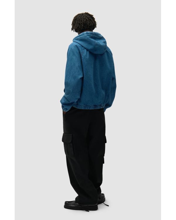 VESTE À CAPUCHE EN DENIM SPLIT LOGO BLEU MARINE 2