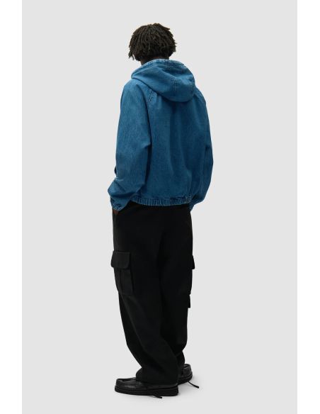 VESTE À CAPUCHE EN DENIM SPLIT LOGO BLEU MARINE
