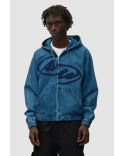 VESTE À CAPUCHE EN DENIM SPLIT LOGO BLEU MARINE