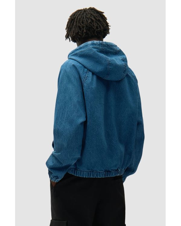 SPLIT LOGO DENIM HOOD JACKET NAVY