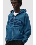 SPLIT LOGO DENIM HOOD JACKET NAVY
