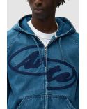 VESTE À CAPUCHE EN DENIM SPLIT LOGO BLEU MARINE