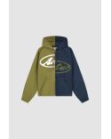VESTE À CAPUCHE EN TOILE SPLIT LOGO BLEU MARINE / VERT