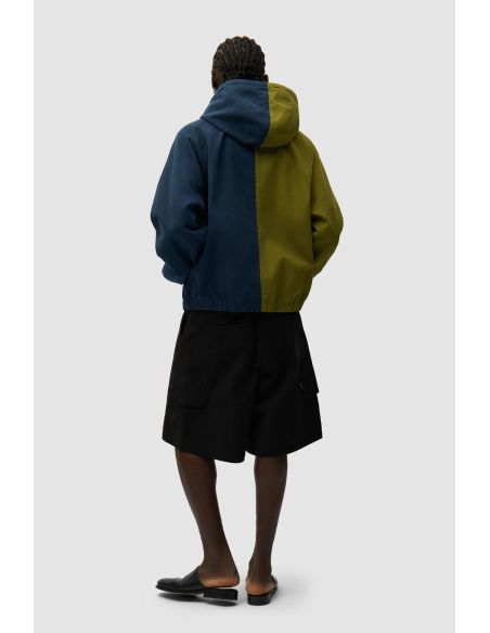 SPLIT LOGO CANVAS HOOD JACKET NAVY / GREEN