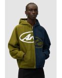 VESTE À CAPUCHE EN TOILE SPLIT LOGO BLEU MARINE / VERT