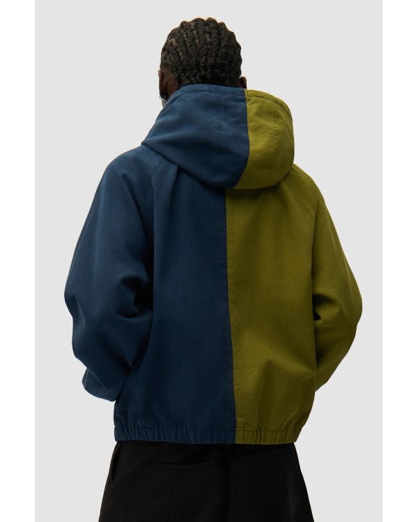 VESTE À CAPUCHE EN TOILE SPLIT LOGO BLEU MARINE / VERT