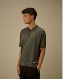 METAL GRAY COTTON CREPE POLO SHIRT