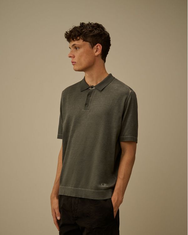 POLO EN CREPE DE COTON GRIS METAL