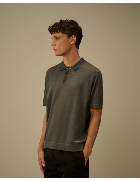 METAL GRAY COTTON CREPE POLO SHIRT