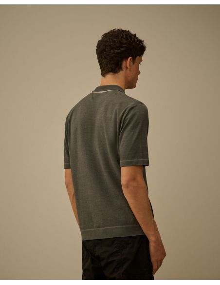POLO EN CREPE DE COTON GRIS METAL