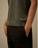 POLO EN CREPE DE COTON GRIS METAL