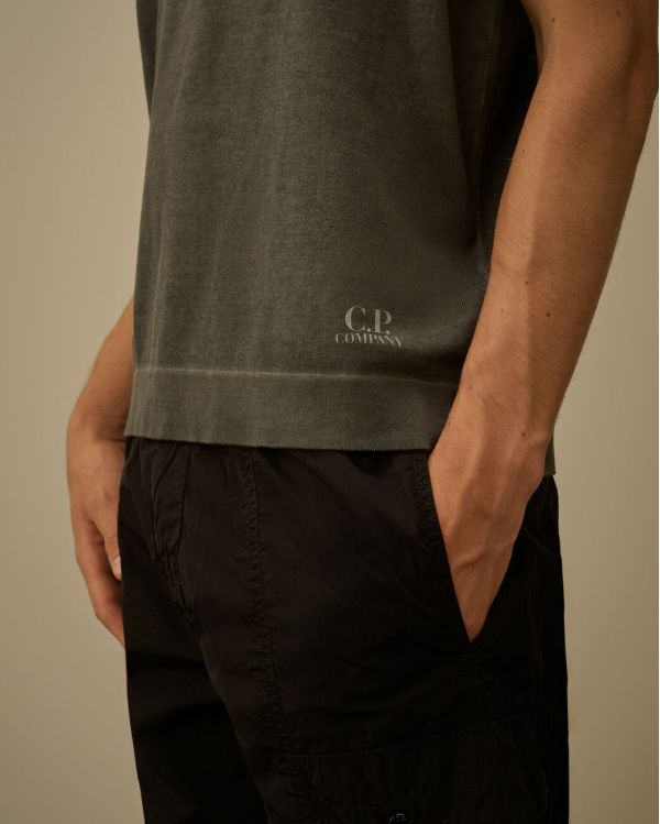 METAL GRAY COTTON CREPE POLO SHIRT