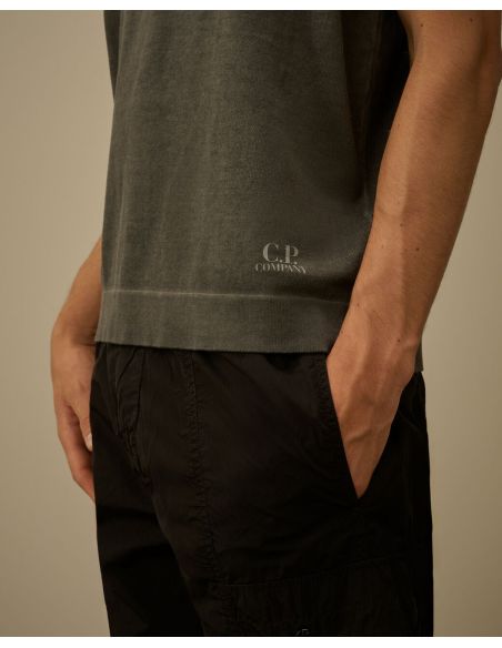 POLO EN CREPE DE COTON GRIS METAL
