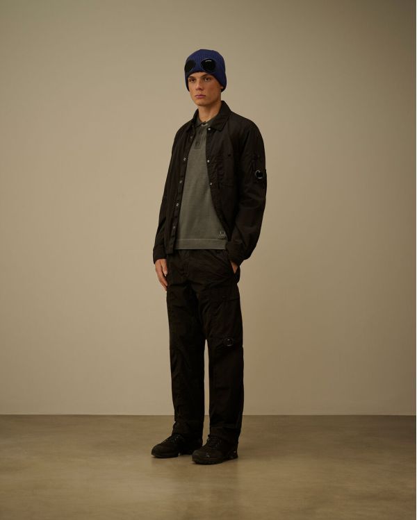 METAL GRAY COTTON CREPE POLO SHIRT