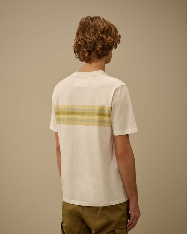 T-SHIRT WITH PRINTED LOGO ON WHITE GAUZE