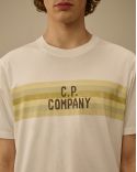 T-SHIRT WITH PRINTED LOGO ON WHITE GAUZE