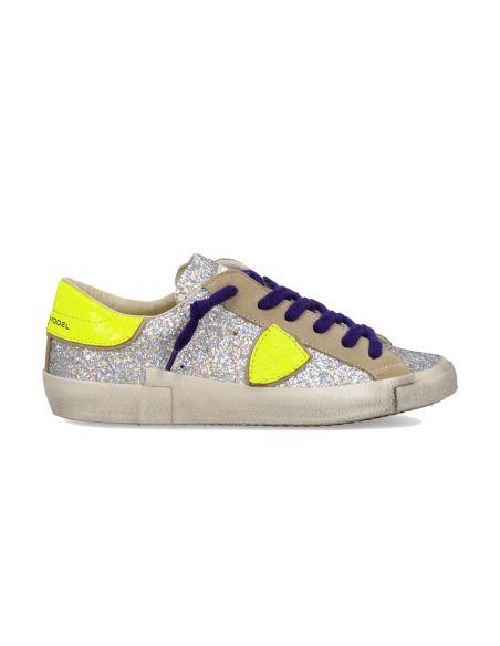 PRSX WOMEN'S SILVER AND NEON YELLOW SNEAKERS