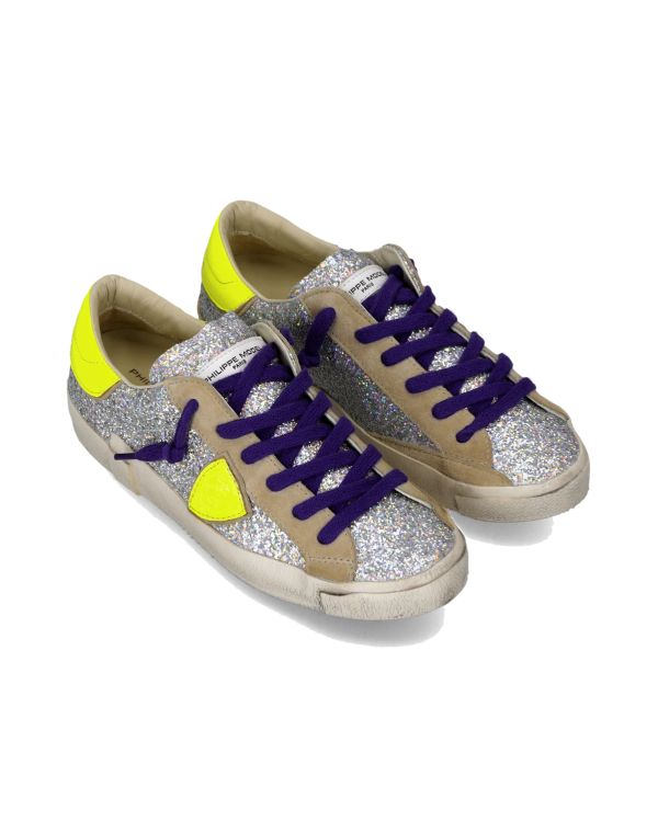 SNEAKERS PRSX FEMME ARGENT ET JAUNE FLUO 2