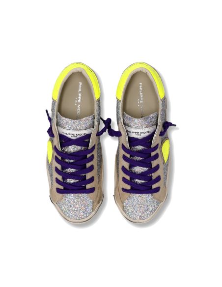 PRSX WOMEN'S SILVER AND NEON YELLOW SNEAKERS