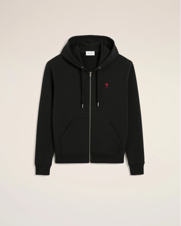HOODIE ZIPPÉ AMI DE COEUR ROUGE EN COTON NOIR