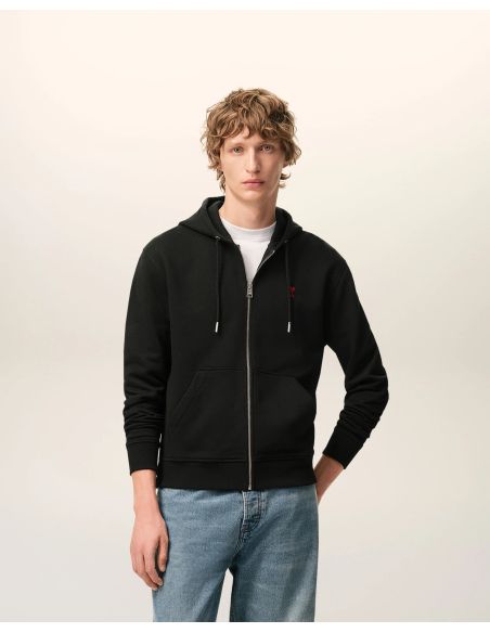 HOODIE ZIPPÉ AMI DE COEUR ROUGE EN COTON NOIR