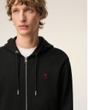 COTTON ZIP-UP HOODIE AMI DE COEUR RED / BLACK