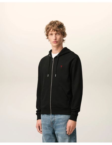 COTTON ZIP-UP HOODIE AMI DE COEUR RED / BLACK