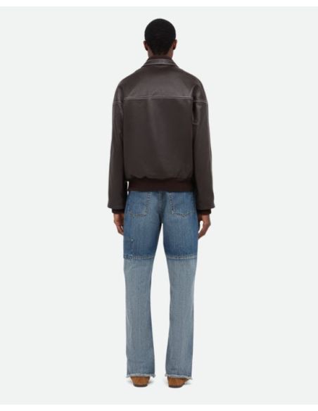 VESTE EN CUIR TIME BRUN FONCÉ