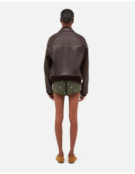 VESTE EN CUIR TIME BRUN FONCÉ