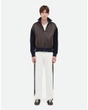 PATH LEATHER JACKET NAVY / DARK BROWN / IVORY