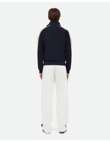 VESTE EN CUIR PATH BLEU MARINE / BRUN FONCÉ / IVOIRE