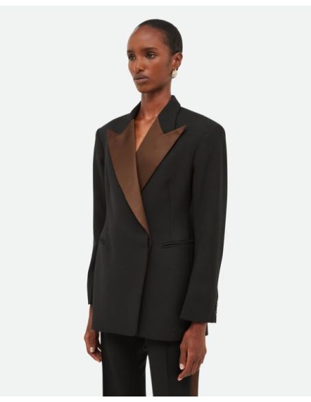 VESTE DE COSTUME TUXEDO NOIR / MARRON
