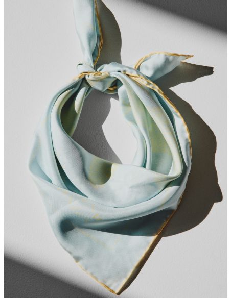 THE PEASANT SCARF WITH LIGHT BLUE/YELLOW ANIMAL PRINT