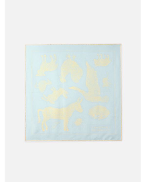 THE PEASANT SCARF WITH LIGHT BLUE/YELLOW ANIMAL PRINT