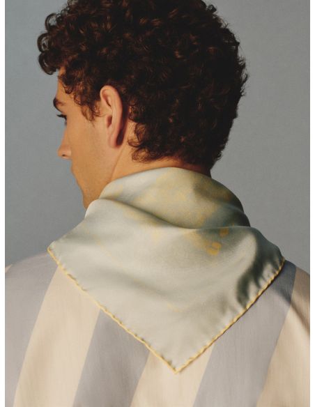 THE PEASANT SCARF WITH LIGHT BLUE/YELLOW ANIMAL PRINT