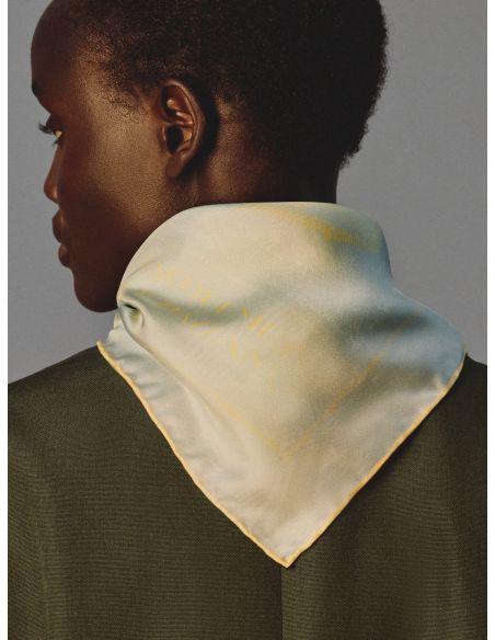 LE FOULARD PAYSAN IMPRIME ANIMAL BLEU CLAIR / JAUNE