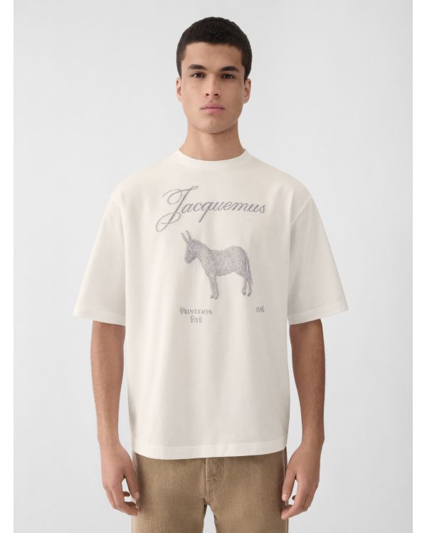 THE WHITE JACQUARD SHORT-SLEEVED DONKEY T-SHIRT