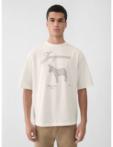 THE WHITE JACQUARD SHORT-SLEEVED DONKEY T-SHIRT